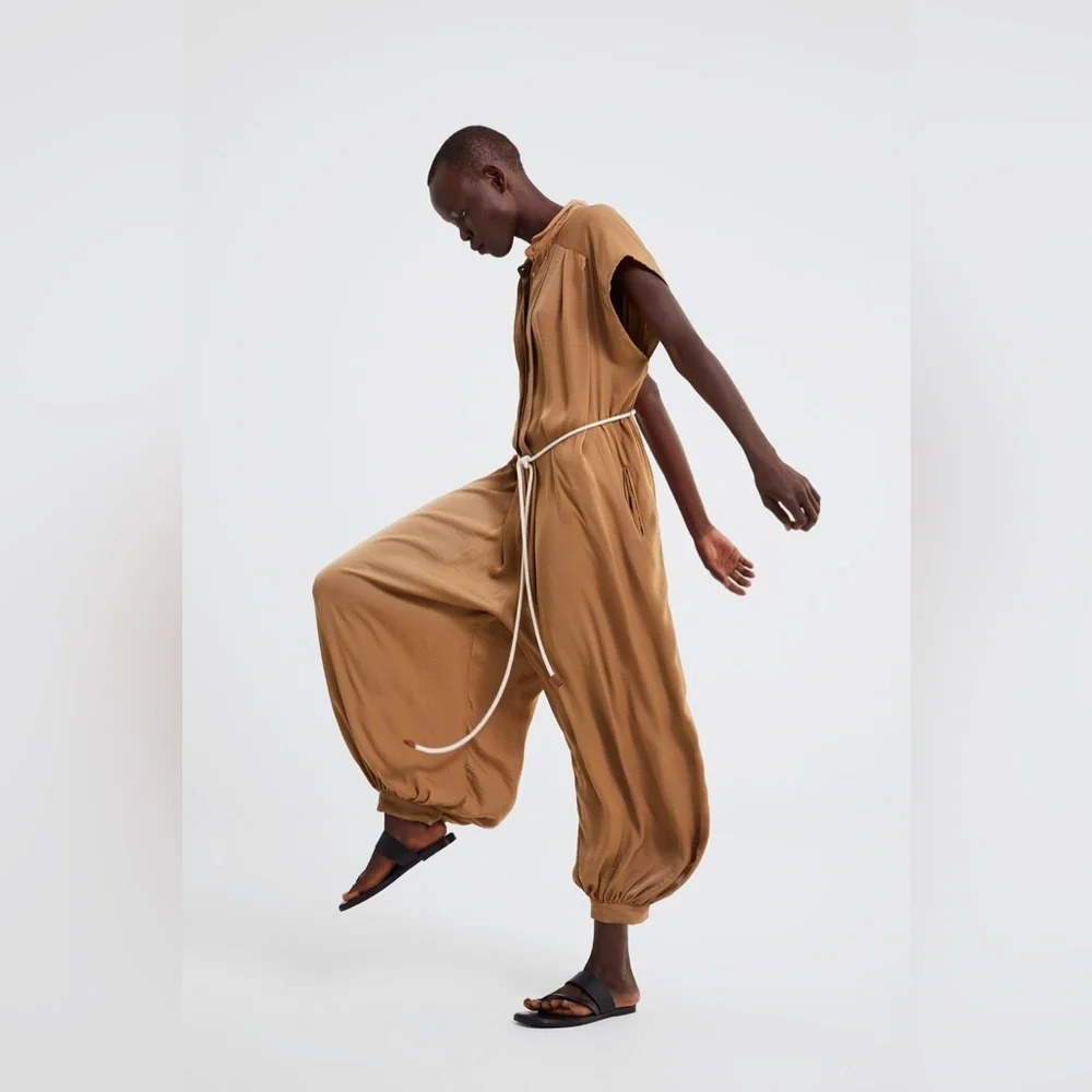 Zara Tan Jumpsuit - Picture 1 of 8